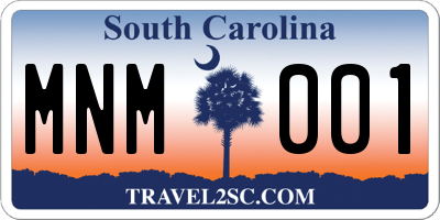SC license plate MNM001