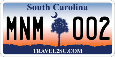 SC license plate MNM002