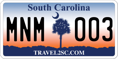 SC license plate MNM003