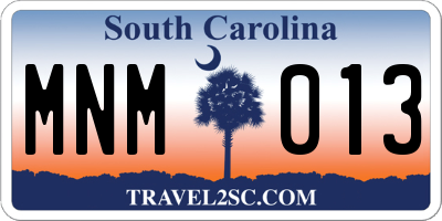 SC license plate MNM013