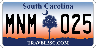 SC license plate MNM025