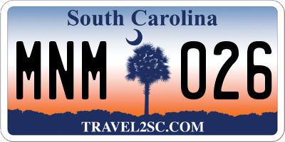 SC license plate MNM026