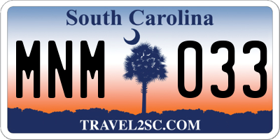 SC license plate MNM033