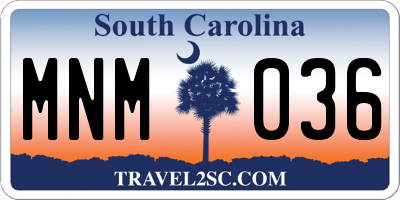 SC license plate MNM036