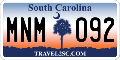 SC license plate MNM092