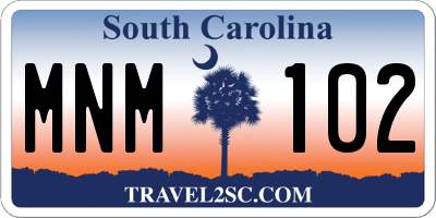 SC license plate MNM102