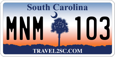 SC license plate MNM103