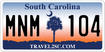 SC license plate MNM104