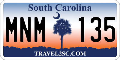 SC license plate MNM135