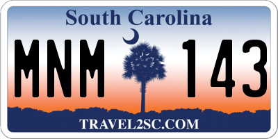 SC license plate MNM143