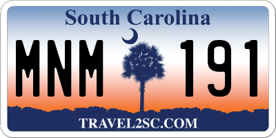 SC license plate MNM191