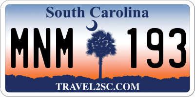 SC license plate MNM193