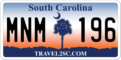 SC license plate MNM196