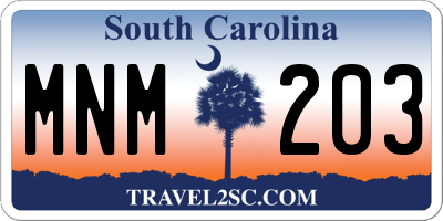 SC license plate MNM203