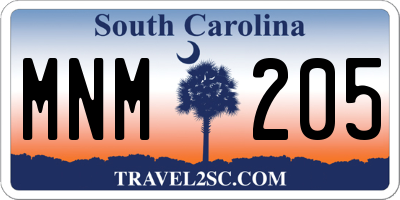 SC license plate MNM205