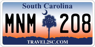 SC license plate MNM208
