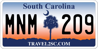 SC license plate MNM209