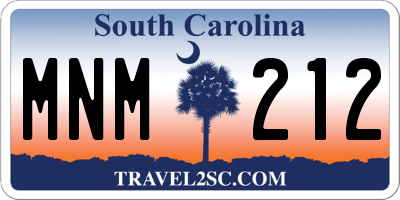 SC license plate MNM212