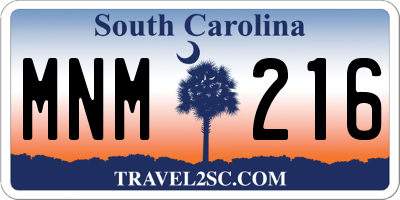 SC license plate MNM216