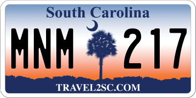 SC license plate MNM217