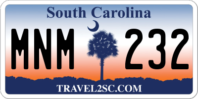 SC license plate MNM232
