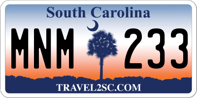SC license plate MNM233