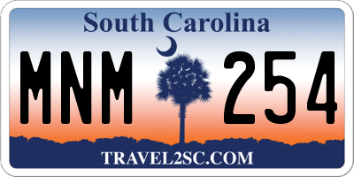 SC license plate MNM254