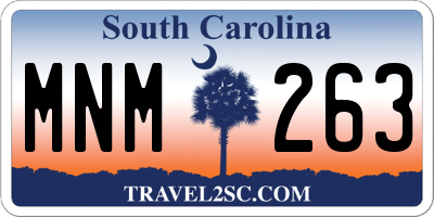 SC license plate MNM263
