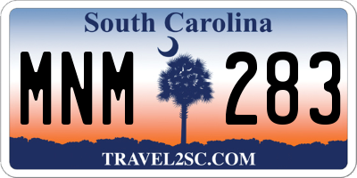 SC license plate MNM283