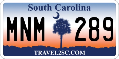 SC license plate MNM289