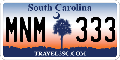 SC license plate MNM333