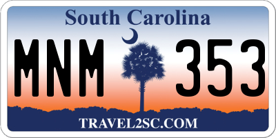 SC license plate MNM353