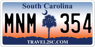 SC license plate MNM354