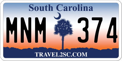 SC license plate MNM374