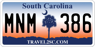 SC license plate MNM386