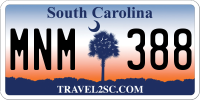 SC license plate MNM388