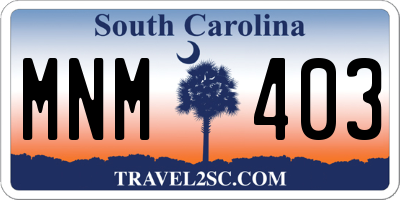 SC license plate MNM403