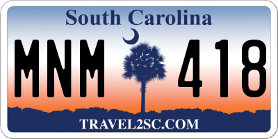 SC license plate MNM418