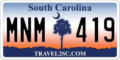 SC license plate MNM419