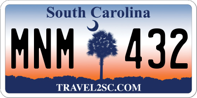 SC license plate MNM432