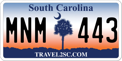 SC license plate MNM443