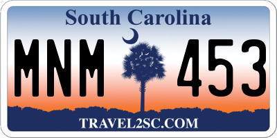 SC license plate MNM453