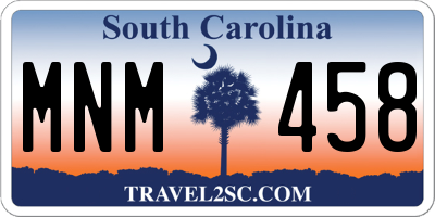 SC license plate MNM458