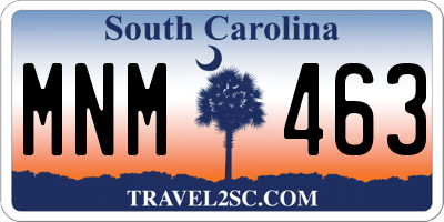 SC license plate MNM463