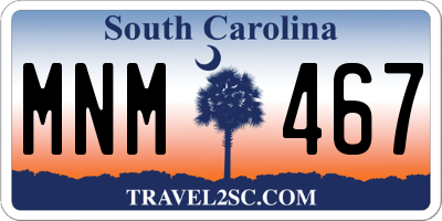 SC license plate MNM467