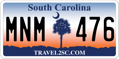 SC license plate MNM476