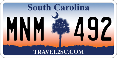 SC license plate MNM492