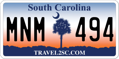 SC license plate MNM494