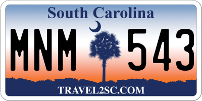 SC license plate MNM543