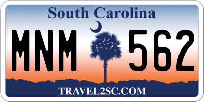 SC license plate MNM562